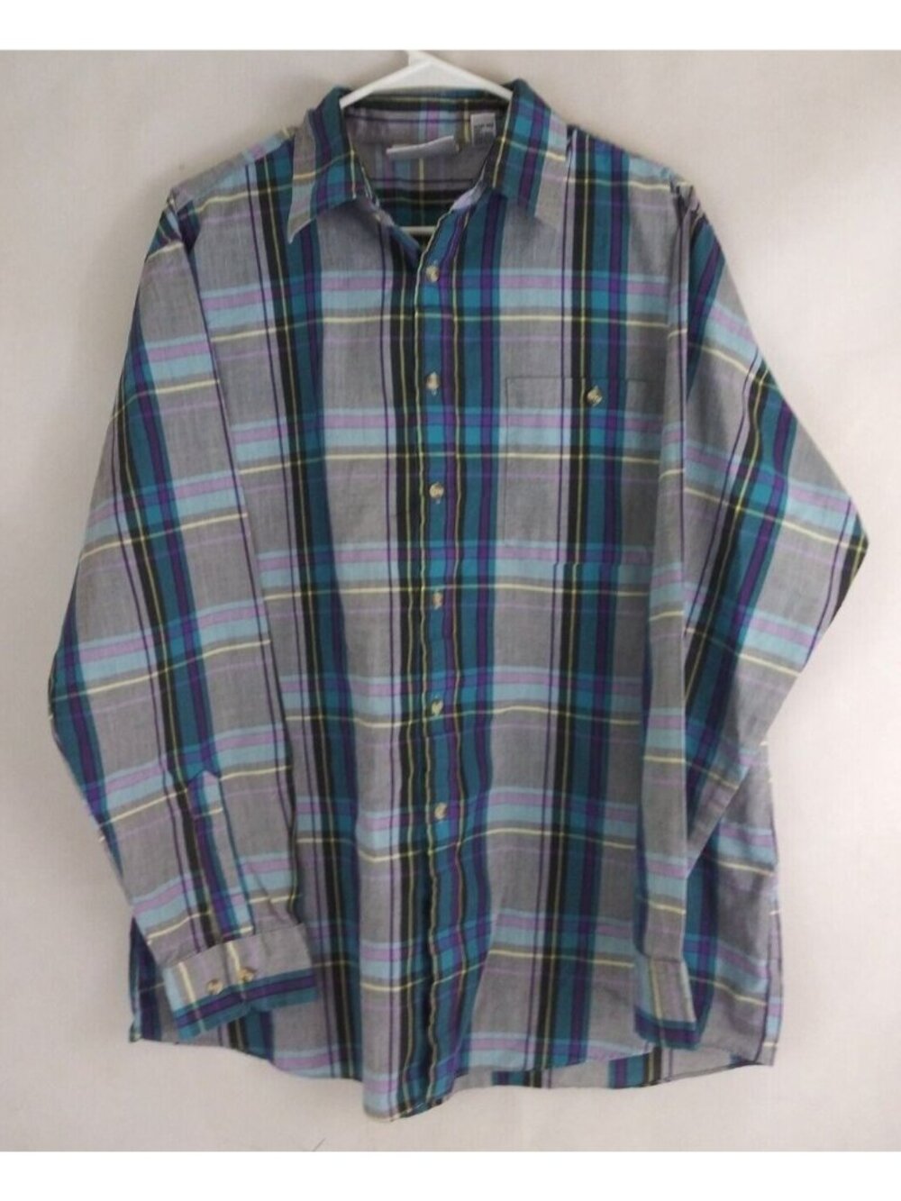 Trent Sport Men's Colorful Plaid Casual Shirt Size Large